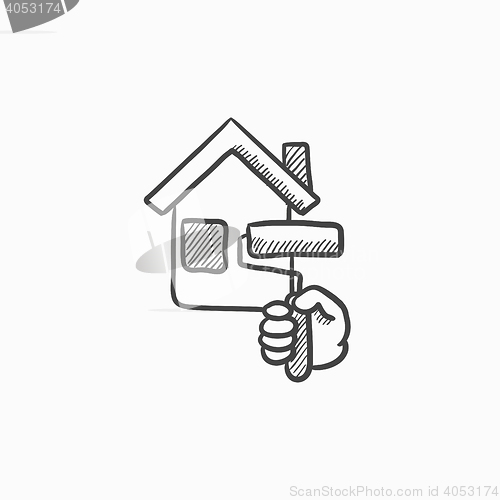 Image of House painting sketch icon.