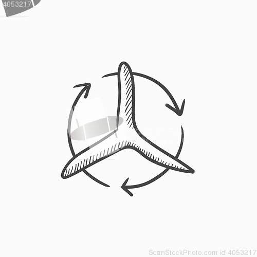 Image of Windmill with arrows sketch icon.