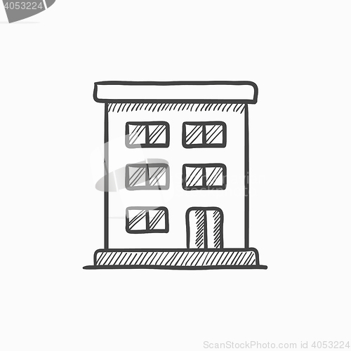 Image of Residential building sketch icon.