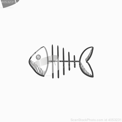 Image of Fish skeleton sketch icon.