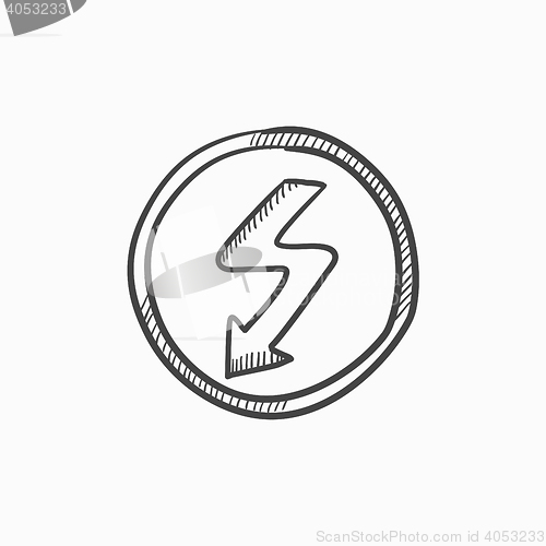 Image of Lightning arrow downward sketch icon.