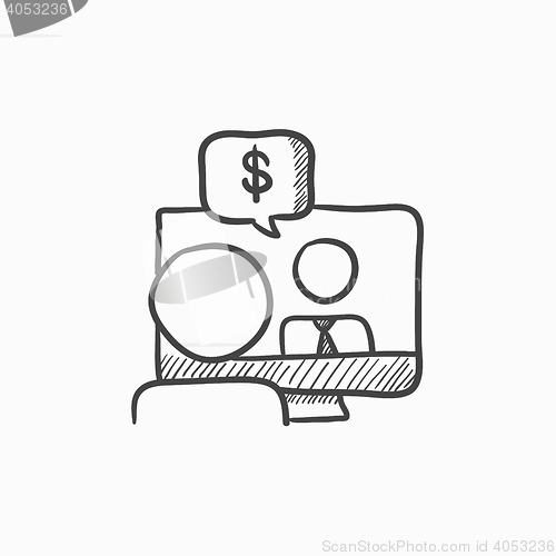 Image of Business video negotiations sketch icon.