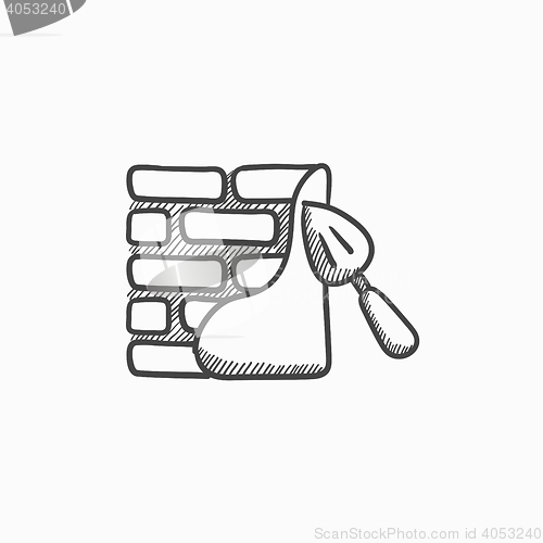 Image of Spatula with brickwall sketch icon.