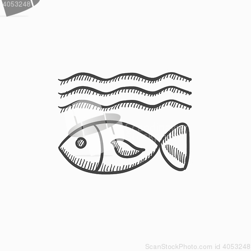 Image of Fish under water sketch icon.