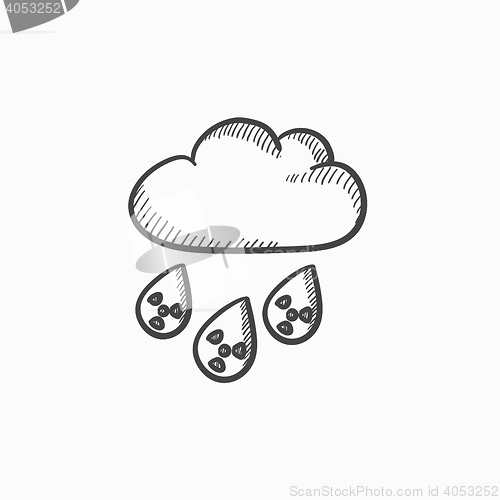 Image of Radioactive cloud and rain sketch icon.