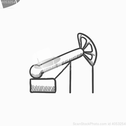 Image of Pump jack oil crane sketch icon.