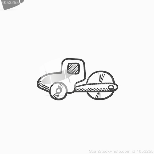 Image of Road roller sketch icon.