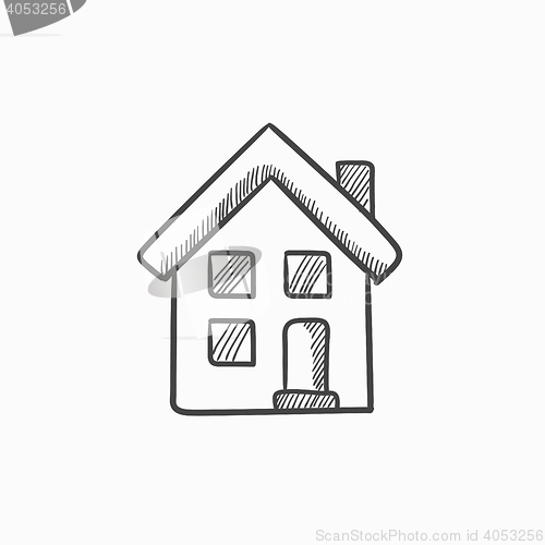 Image of Two storey detached house sketch icon.