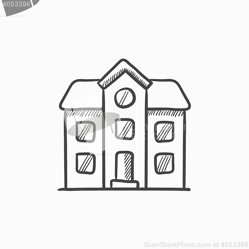 Image of Two storey detached house sketch icon.