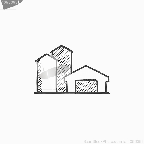 Image of Farm buildings sketch icon.