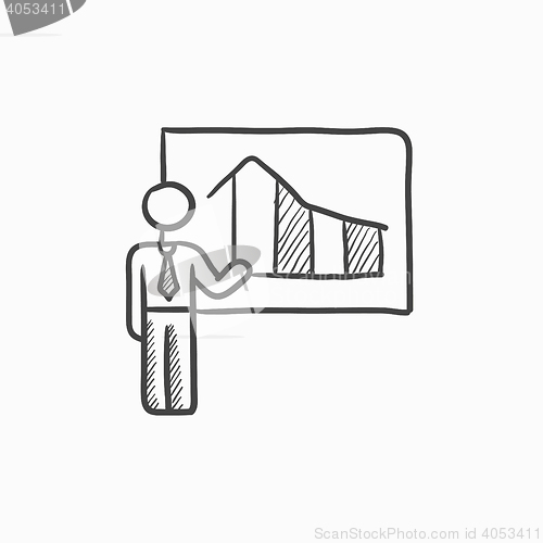Image of Businessman with infographic sketch icon.
