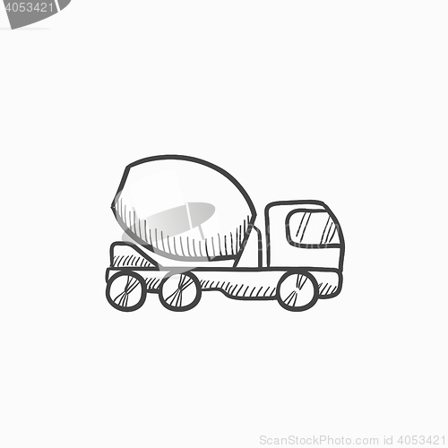 Image of Concrete mixer truck sketch icon.