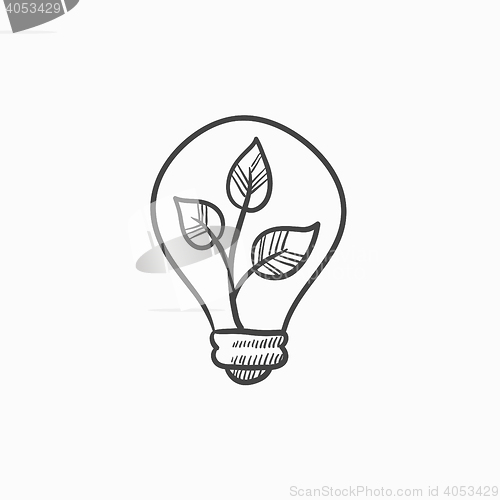 Image of Lightbulb and plant inside sketch icon.