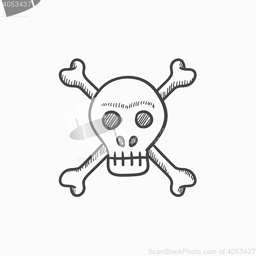 Image of Skull and cross bones sketch icon.