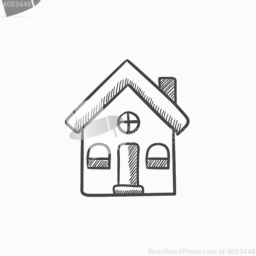 Image of Detached house sketch icon.