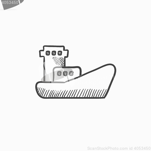 Image of Cargo container ship sketch icon.