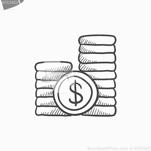 Image of Dollar coins sketch icon.