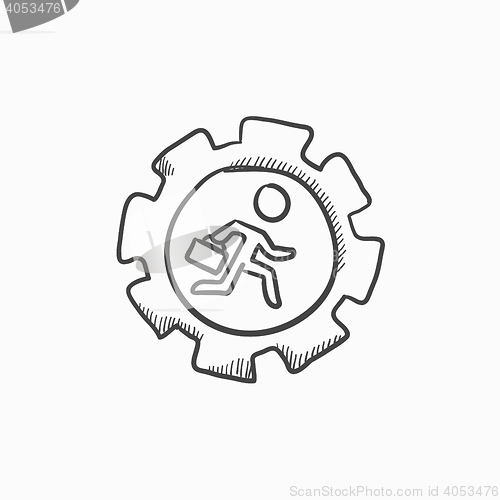 Image of Man running inside the gear sketch icon.