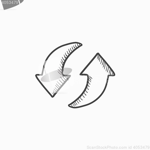 Image of Two circular arrows sketch icon.