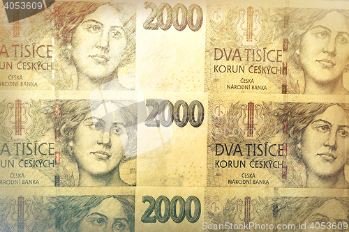 Image of czech banknotes crowns background