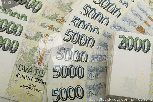 Image of czech banknotes crowns background