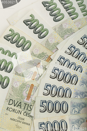 Image of czech banknotes crowns background