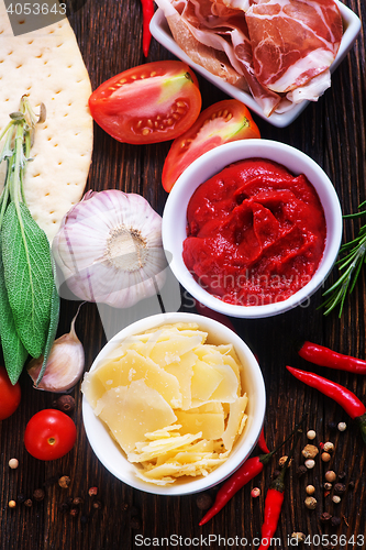 Image of ingredients for pizza