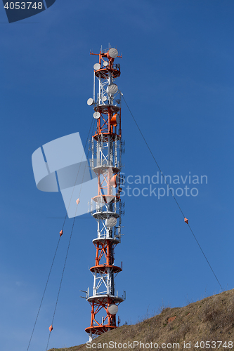 Image of Radio technology tower on the island