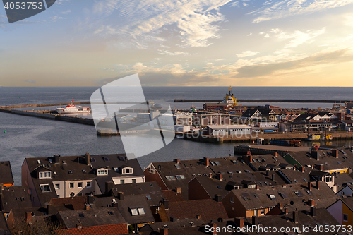 Image of helgoland city harbor from hill