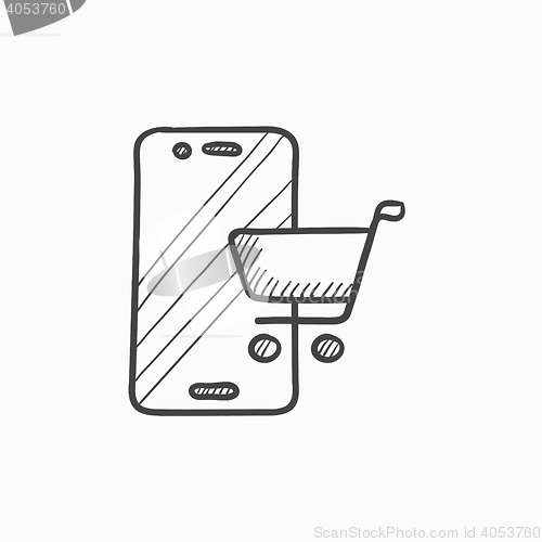 Image of Online shopping sketch icon.