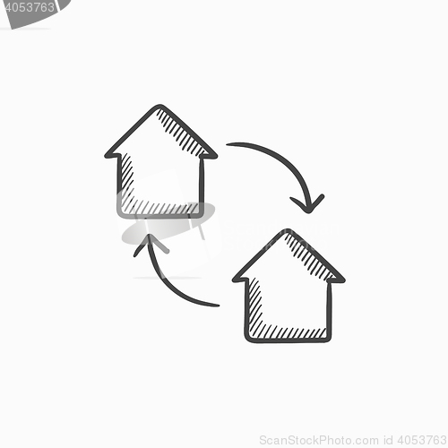 Image of House exchange sketch icon.