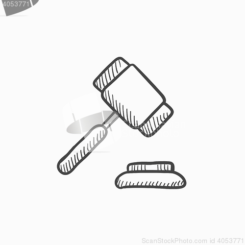 Image of Auction gavel sketch icon.