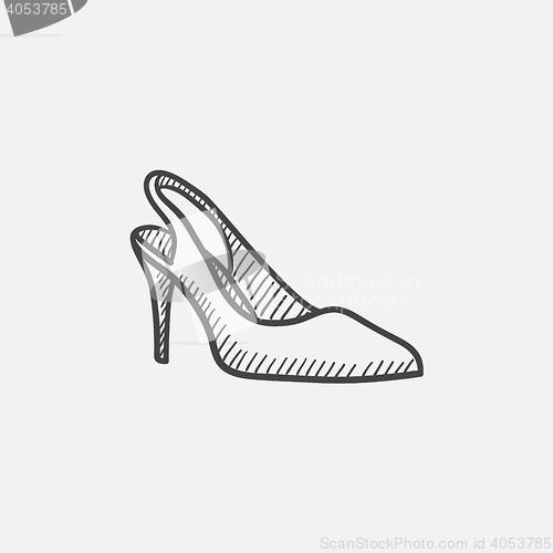 Image of High heel shoe sketch icon.