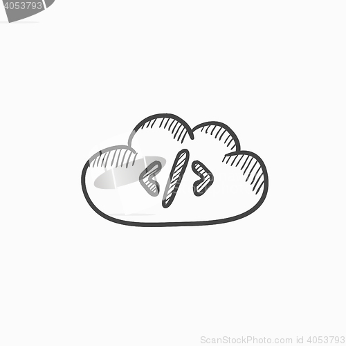 Image of Transferring files cloud apps sketch icon.
