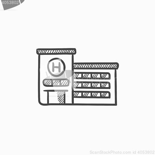 Image of Hospital building sketch icon.