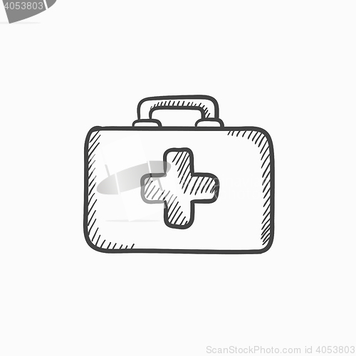 Image of First aid kit sketch icon.