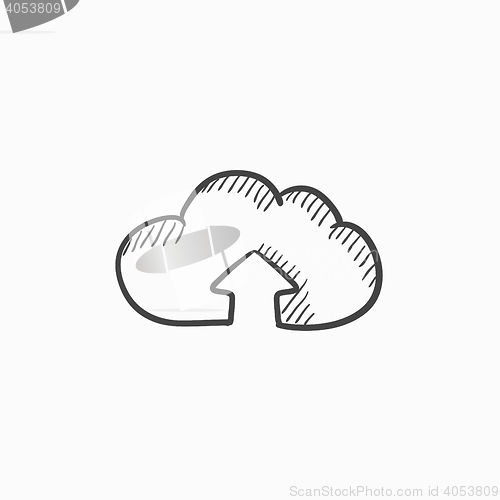 Image of Cloud with arrow up sketch icon.