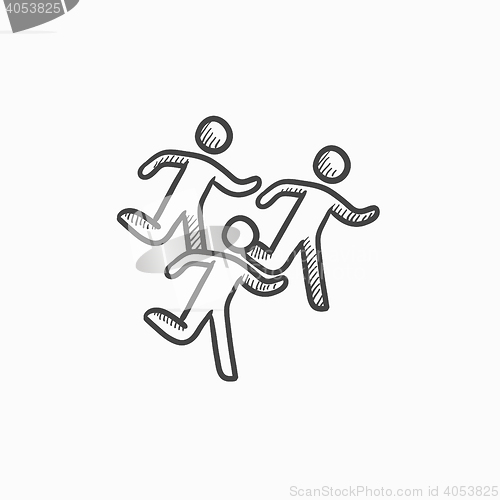 Image of Running men sketch icon.