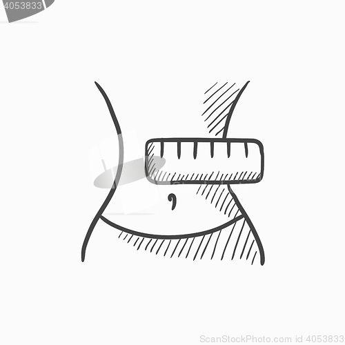 Image of Waist with measuring tape sketch icon.