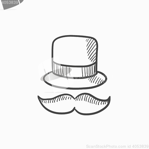 Image of Hat and mustache sketch icon.