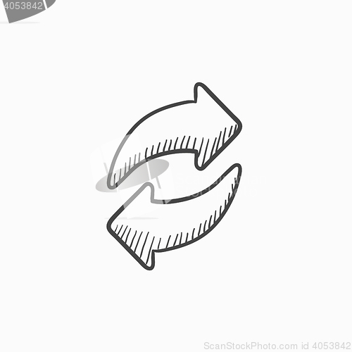 Image of Two circular arrows sketch icon.