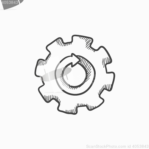 Image of Gear wheel with arrow sketch icon.