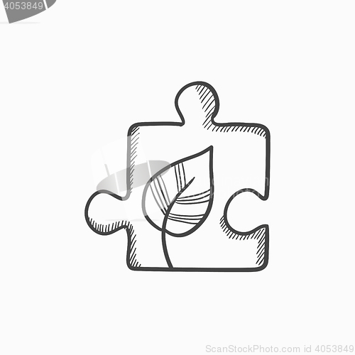 Image of Puzzle with leaf sketch icon.