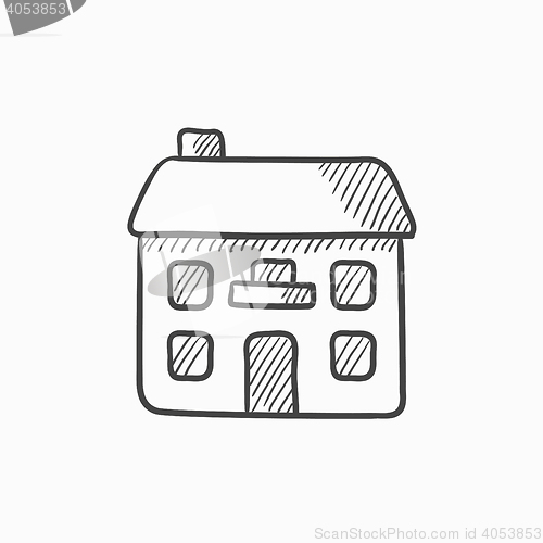 Image of Two storey detached house sketch icon.