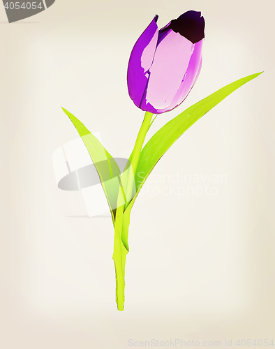 Image of Tulip flower. 3D illustration. Vintage style.