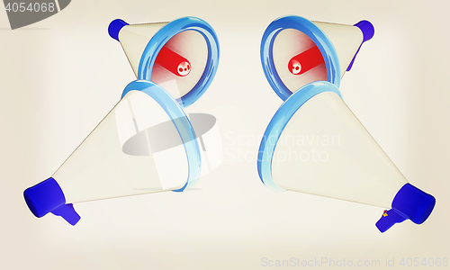 Image of Loudspeakers as announcement icon. Illustration on white . 3D il