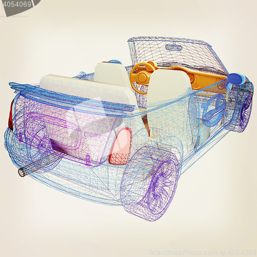 Image of 3d model cars . 3D illustration. Vintage style.