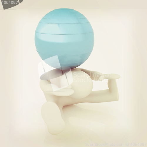 Image of 3d man exercising position on fitness ball. My biggest pilates s