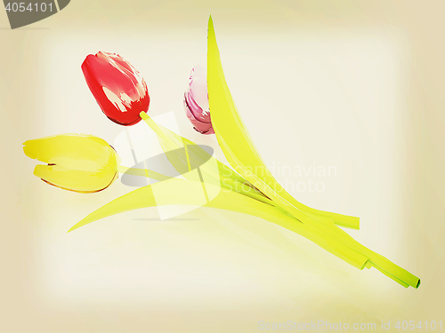 Image of Tulip flower. 3D illustration. Vintage style.