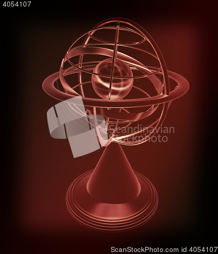 Image of Terrestrial globe model . 3D illustration. Vintage style.